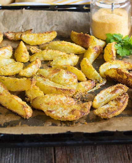 PATATE AL FORNO con farina di mais - croccanti fuori e morbide dentro
