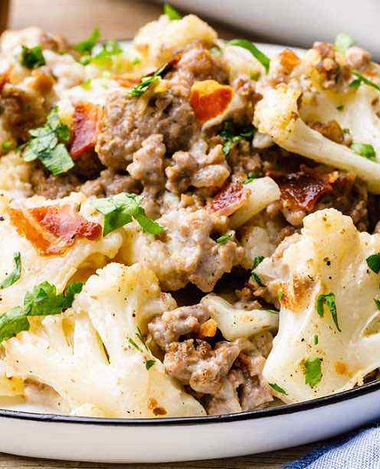 Loaded Cauliflower Ground Beef Casserole (Paleo-Friendly)