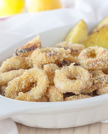 Oven baked calamari rings