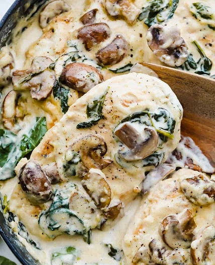 Creamy Parmesan Garlic Mushroom Chicken