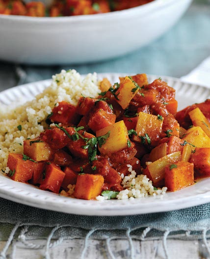 Sweet potato, chickpea and carrot tagine with couscous