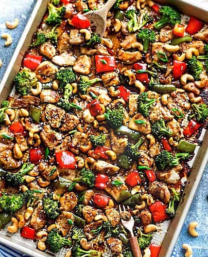 Cashew Chicken Sheet Pan Dinner Recipe