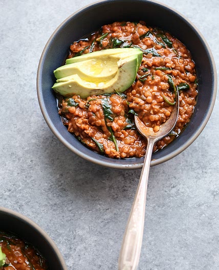 Filling & Nourishing Red Lentil Curry with Spinach