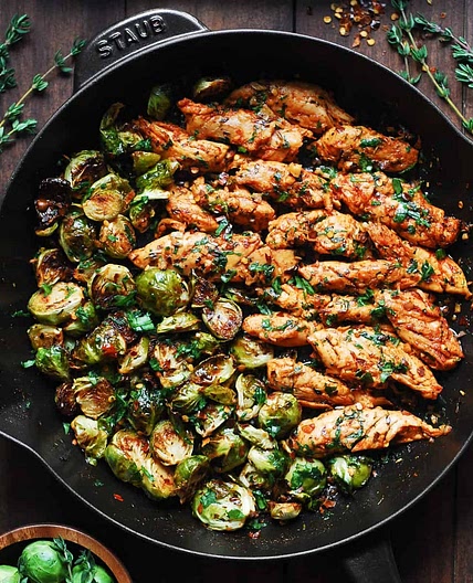 Lemon Garlic Butter Chicken and Brussels Sprouts
