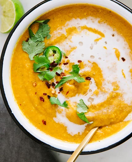 CURRY SWEET POTATO + RED LENTIL SOUP
