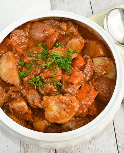 Low-FODMAP Slow-Cooker Beef and Potato Stew; Gluten-free