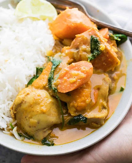 Slow Cooker Sweet Potato Chicken Curry (Freezer to Crock Pot)