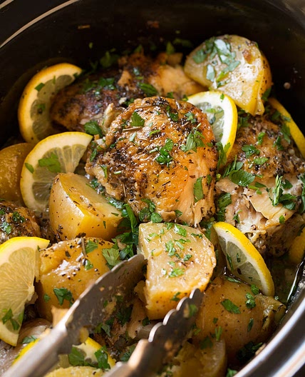 Greek Slow Cooker Lemon Chicken and Potatoes