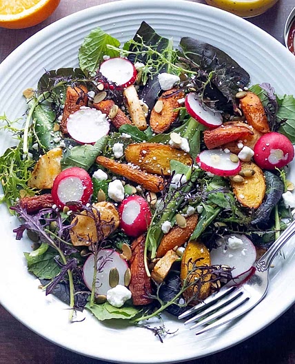 Roasted Carrots and Parsnips Salad with Citrus Dressing