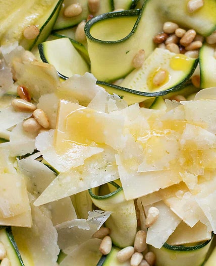 Zucchini Carpaccio Ribbons With Golden Pine Nuts
