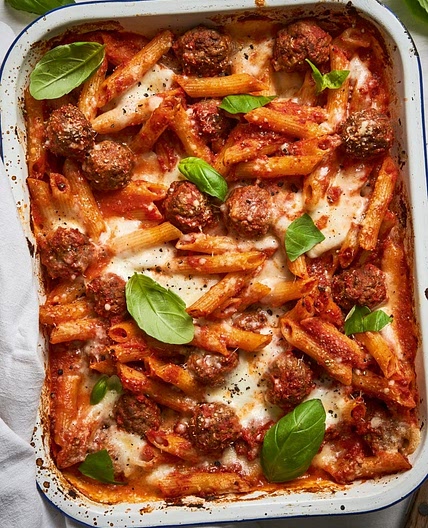 Meatball pasta bake