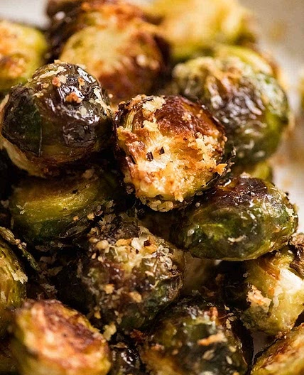 Amazing CRISPY Parmesan Garlic Roasted Brussels Sprouts