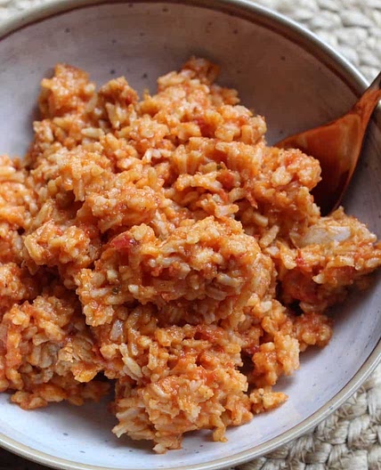 Rice with Tomatoes and Chicken ("Fat Rice") from Burkina Faso
