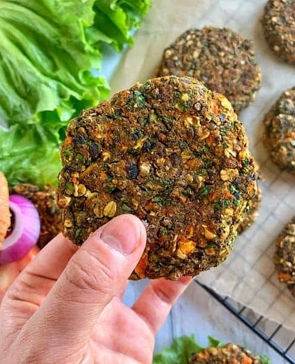 Vegan Black Bean Burgers w/Sweet Potato