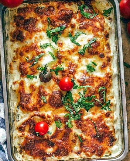 White Chicken Caprese Lasagna Recipe