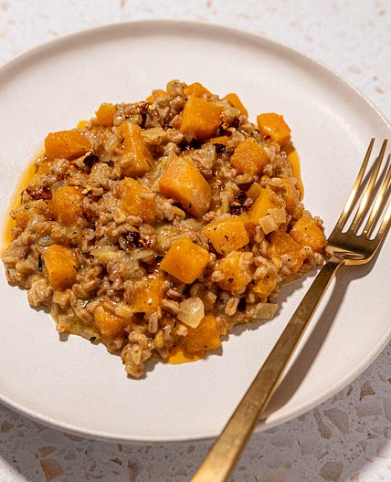 Vegan Farro Risotto with Butternut Squash