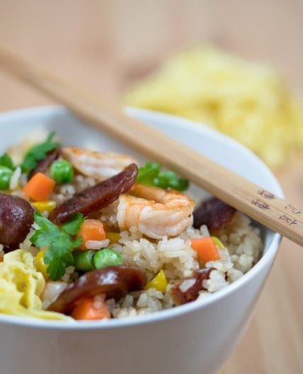 Mom's Vietnamese Fried Rice with Chinese Sausage and Shrimp
