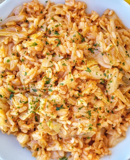 Spicy Greek Cabbage with Rice -Lahanorizo