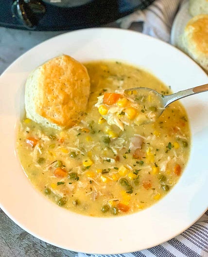 Easy Slow Cooker Chicken Pot Pie Soup