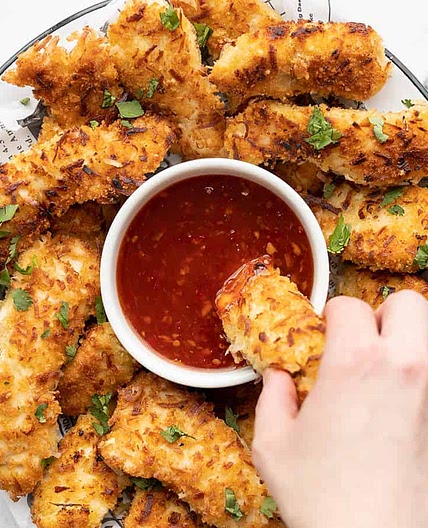 Coconut Chicken Strips with Sweet Chili Sauce