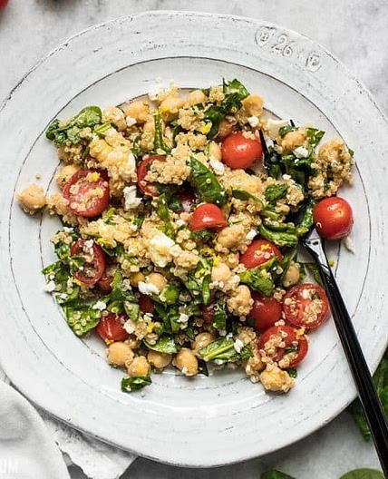Spinach Chickpea and Quinoa Salad