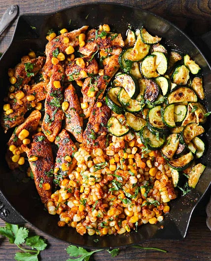 Garlic Butter Chicken with Zucchini and Corn - One-Pan, 30-Minute Meal