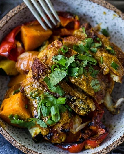 Baked Tandoori Chicken and Veggies (or Tandoori Tofu)