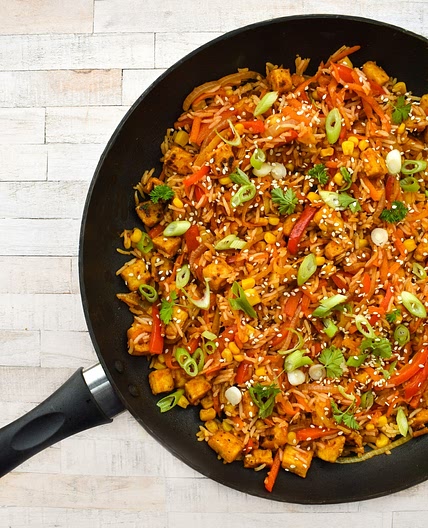 Easy Tofu Fried Rice with Sweet & Sour Sauce
