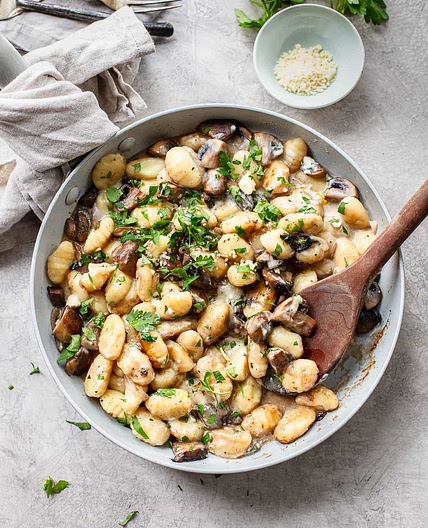 Mushroom Gnocchi with Blue Cheese Sauce