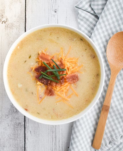 Low-FODMAP Slow-Cooker Baked Potato Soup; Gluten-free