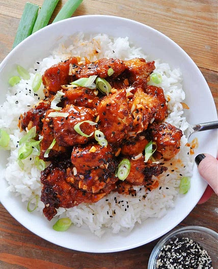 Vegan Spicy "Honey" Garlic Tofu