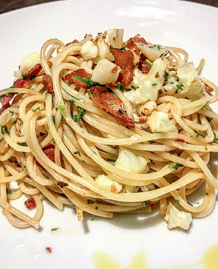 Spaghetti carbonara au chou-fleur