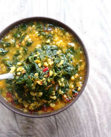 1 Pot Warming Bulgur, Red Lentil And Spinach Soup