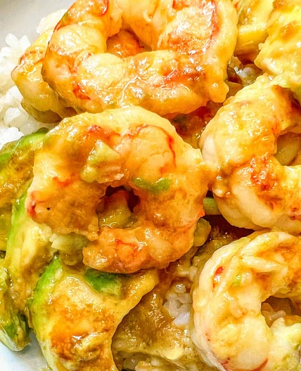 Shrimp Avocado Stirfry Rice Bowl