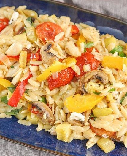 Lemon Garlic Orzo with Roasted Vegetables