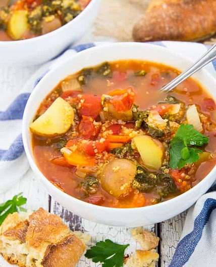 Quinoa Soup with Kale and Potatoes