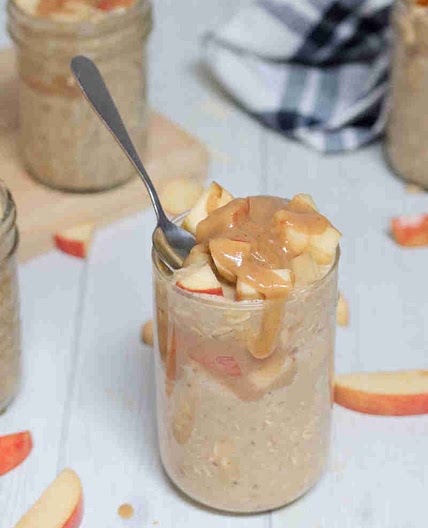 High Protein Caramel Apple Overnight Oats