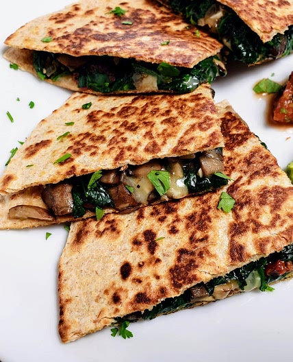 Spinach and Mushroom Quesadillas