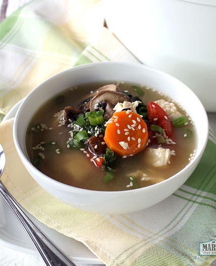 Hearty Vegan Miso Soup with Kale, Mushrooms, and Tofu