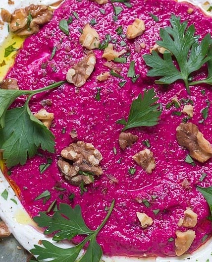FODMAP IT!™ Beet Yogurt Dip with Walnuts