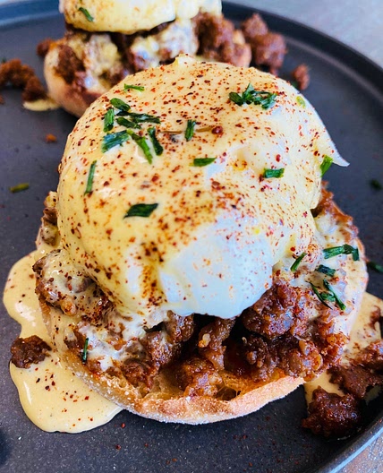 Air Fryer Chorizo Eggs Benedict
