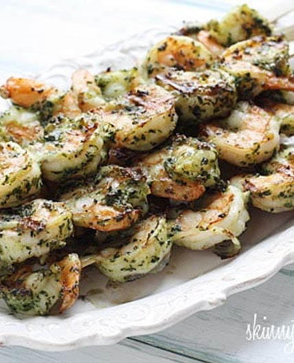 Grilled Pesto Shrimp Skewers