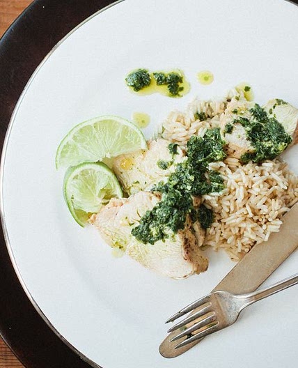 Pan-Roasted Chicken with Cilantro-Lime Salsa Verde