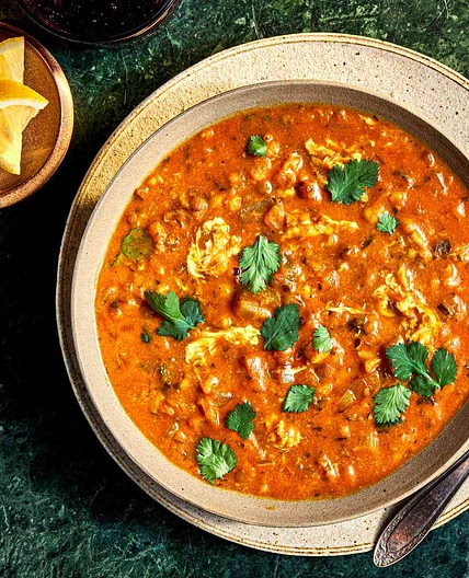 Moroccan Egg Drop Harira (Vegetable and Legume Soup)