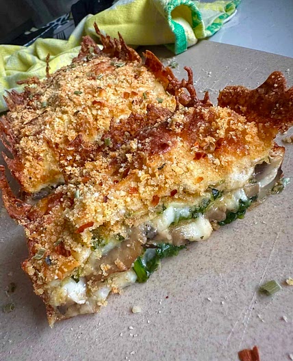 Mushroom and Spinach Zucchini Lasagna Loaf