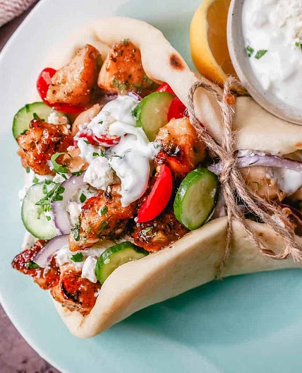 Greek Chicken Gyros with Tzatziki Sauce