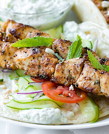 Chicken Kebab Wraps with Easy Tzatziki Sauce