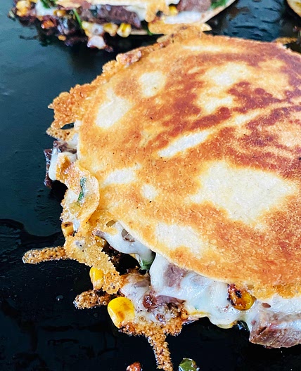 Blackstone Steak and Corn Quesadillas