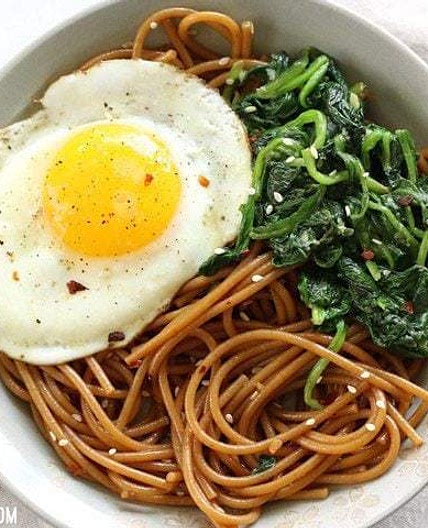 Sesame Noodles with Wilted Greens
