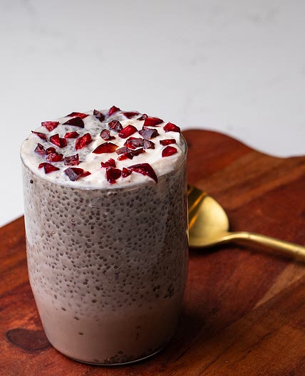 High protein cherry chia pudding